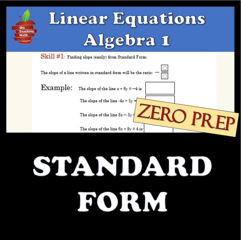 Standard Form Of A Linear Equation Alg Teacher Bundle